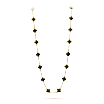 [ELAN LUXE]CLOVER 20 MOTIFS ONYX NECKLACE