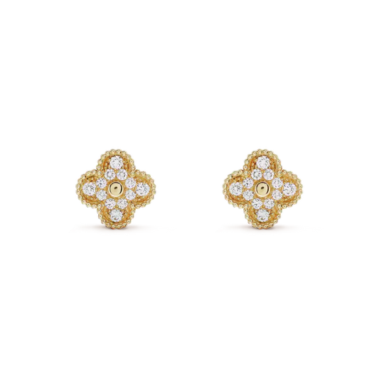 [ELAN LUXE]CLOVER MEDIUM 1 MOTIFS FUll DIAMOND EARRINGS