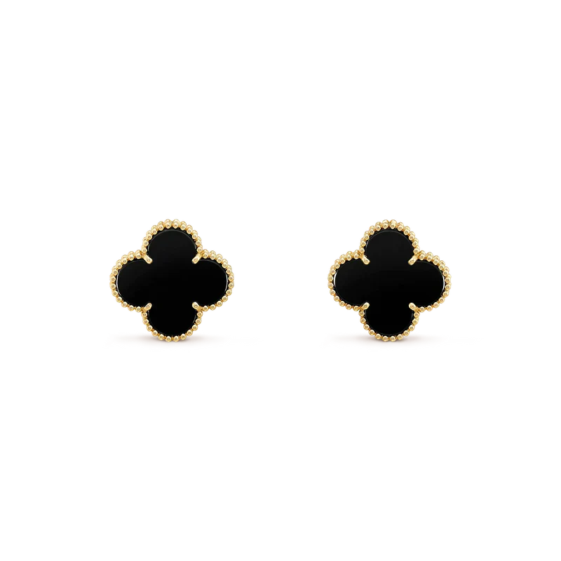 [ELAN LUXE]CLOVER MEDIUM 1 MOTIFS  ONYX STUD EARRINGS