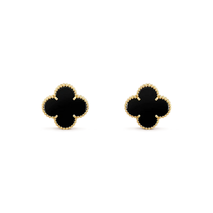 [ELAN LUXE]CLOVER MEDIUM 1 MOTIFS  ONYX STUD EARRINGS