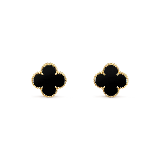 [ELAN LUXE]CLOVER MEDIUM 1 MOTIFS  ONYX STUD EARRINGS