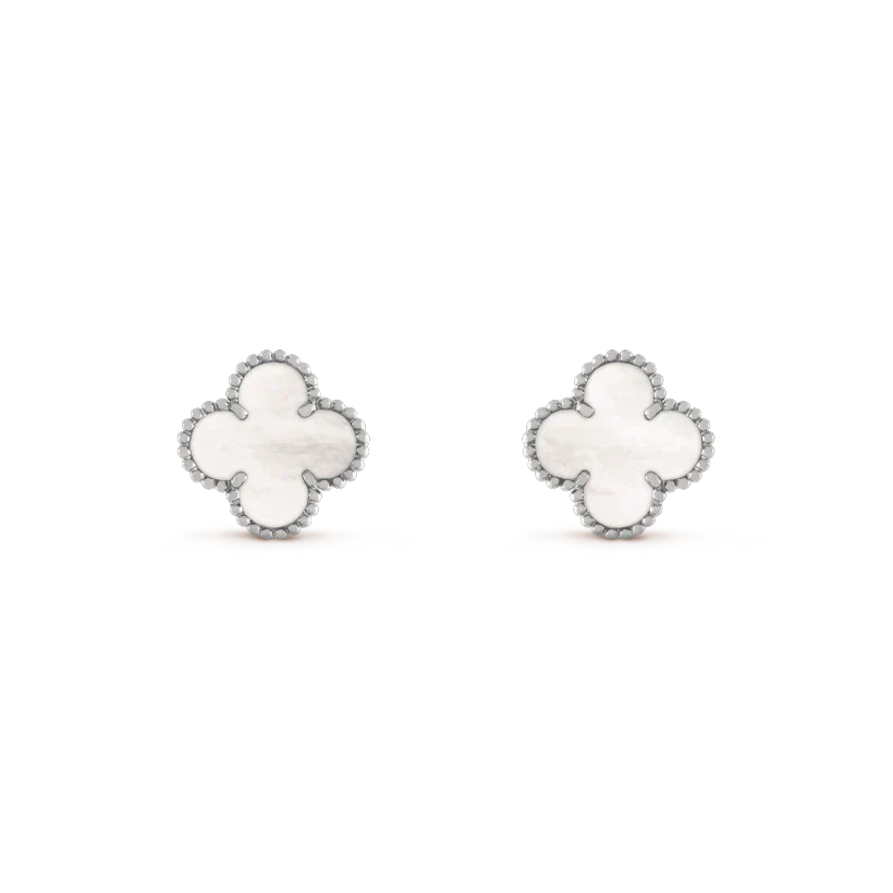 [ELAN LUXE]CLOVER MEDIUM 1 MOTIFS  WHITE MOP EARRINGS SILVER