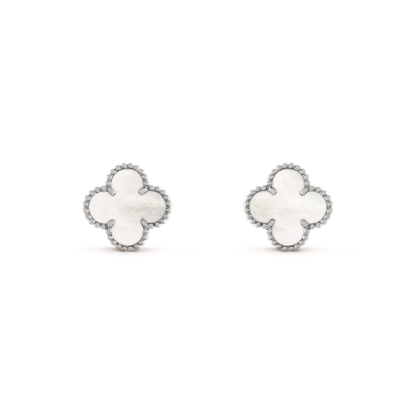 [ELAN LUXE]CLOVER MEDIUM 1 MOTIFS  WHITE MOP EARRINGS SILVER