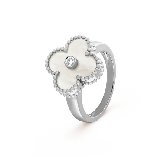 [ELAN LUXE]CLOVER SILVER MOP DIAMOND RING