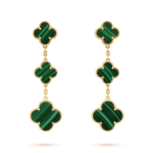 [ELAN LUXE]CLOVER MALACHITE 3 MOTIFS GOLD