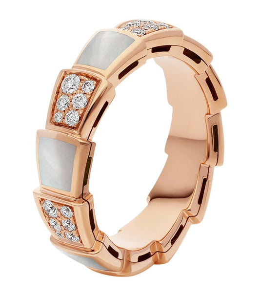 [ELAN LUXE]SERPENTI RING PINK GOLD MOP DIAMOND PAVED 4MM