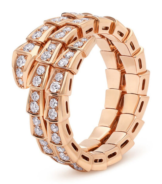 [ELAN LUXE]SERPENTI RING PINK GOLD DIAMOND DOUBLE ROW