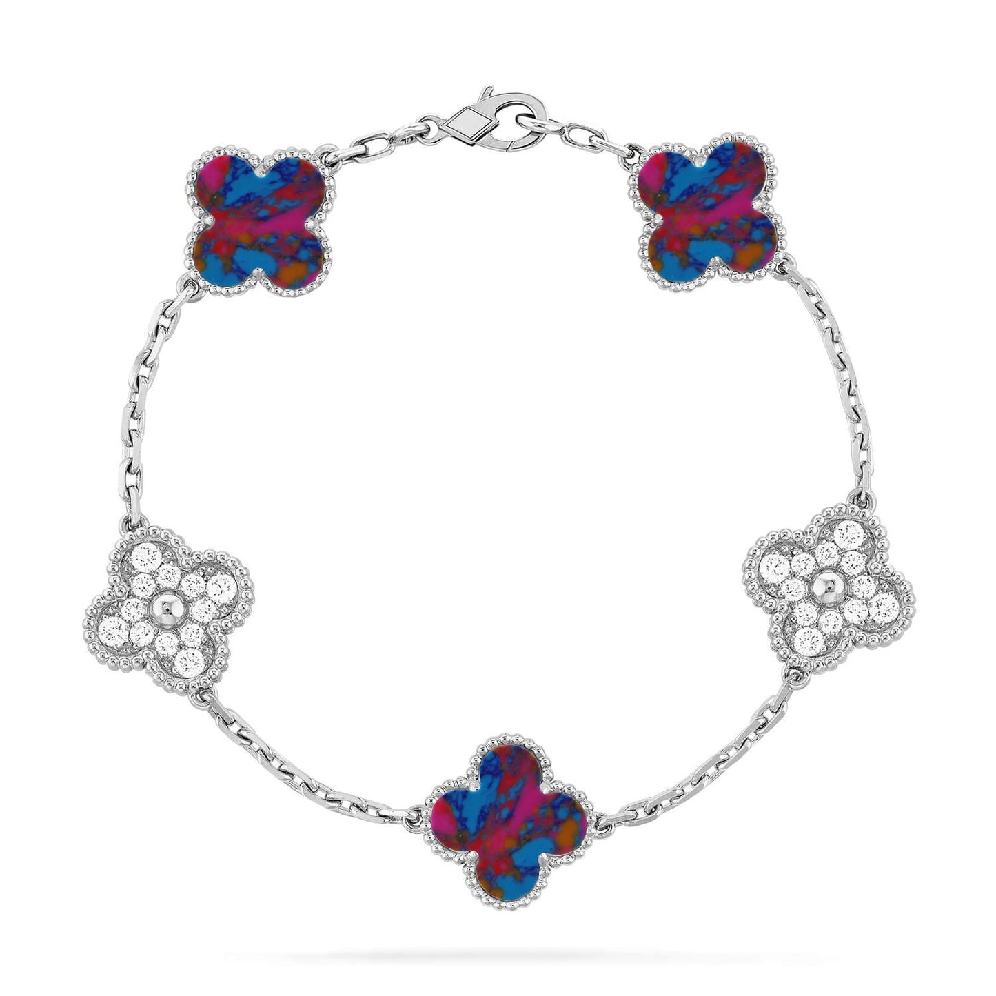 [ELAN LUXE]CLOVER 5 MOTIF COLOR GEMSTONES BRACELET COLLECTION