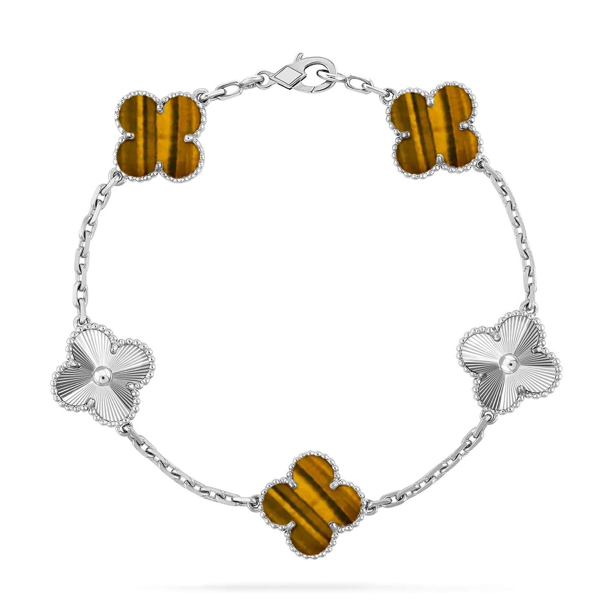 [ELAN LUXE] CLOVER 5 MOTIFS TIGER EYE BRACELET COLLECTION