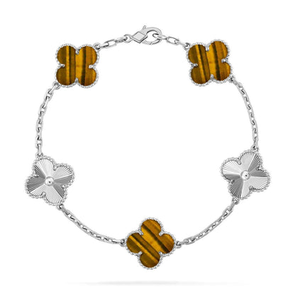 [ELAN LUXE] CLOVER 5 MOTIFS TIGER EYE BRACELET COLLECTION