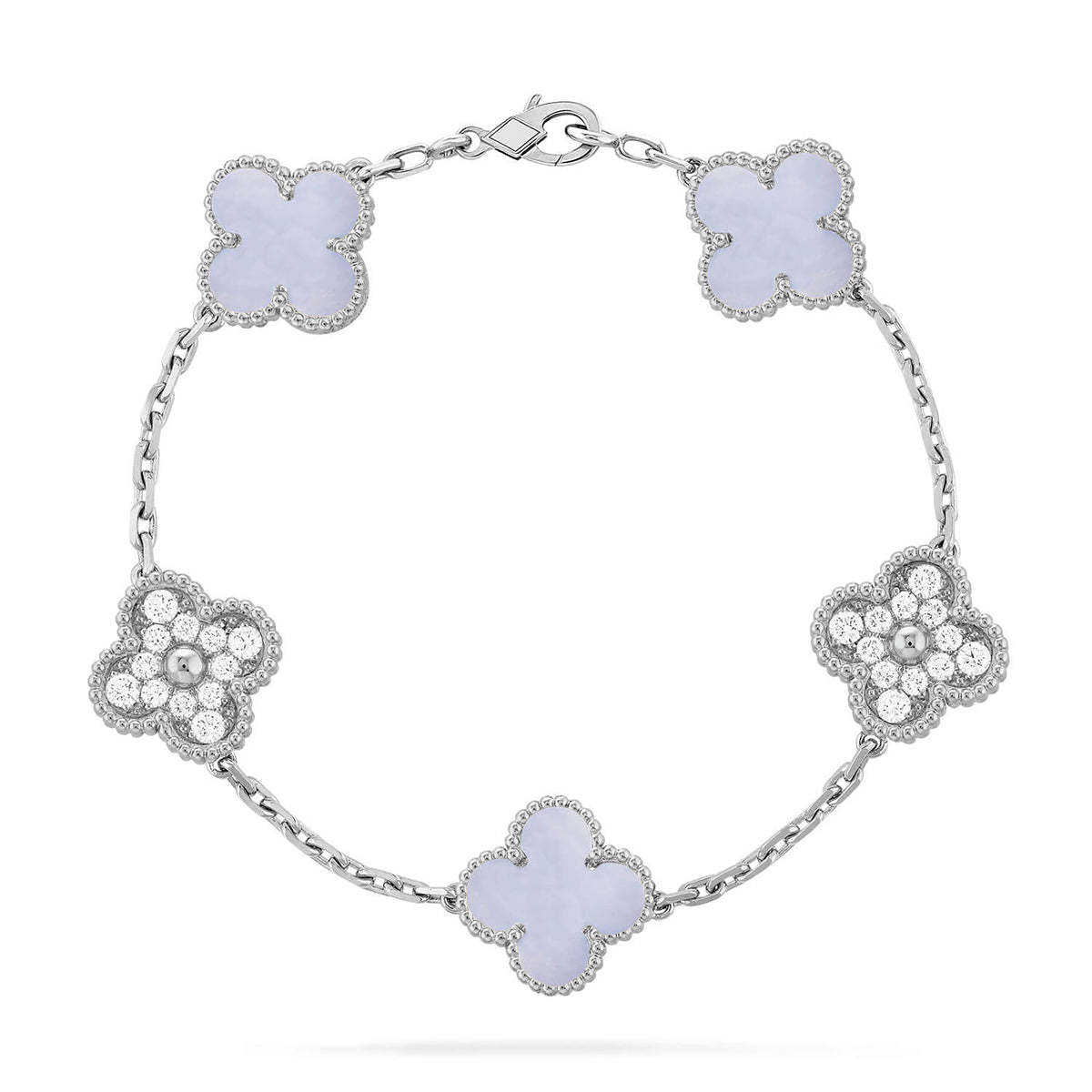[ELAN LUXE] CLOVER 5 MOTIF PURPLE CHALCEDONY BRACELET COLLECTION