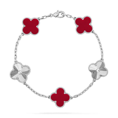 [ELAN LUXE] CLOVER 5 MOTIF RED CORNELIAN BRACELET COLLECTION