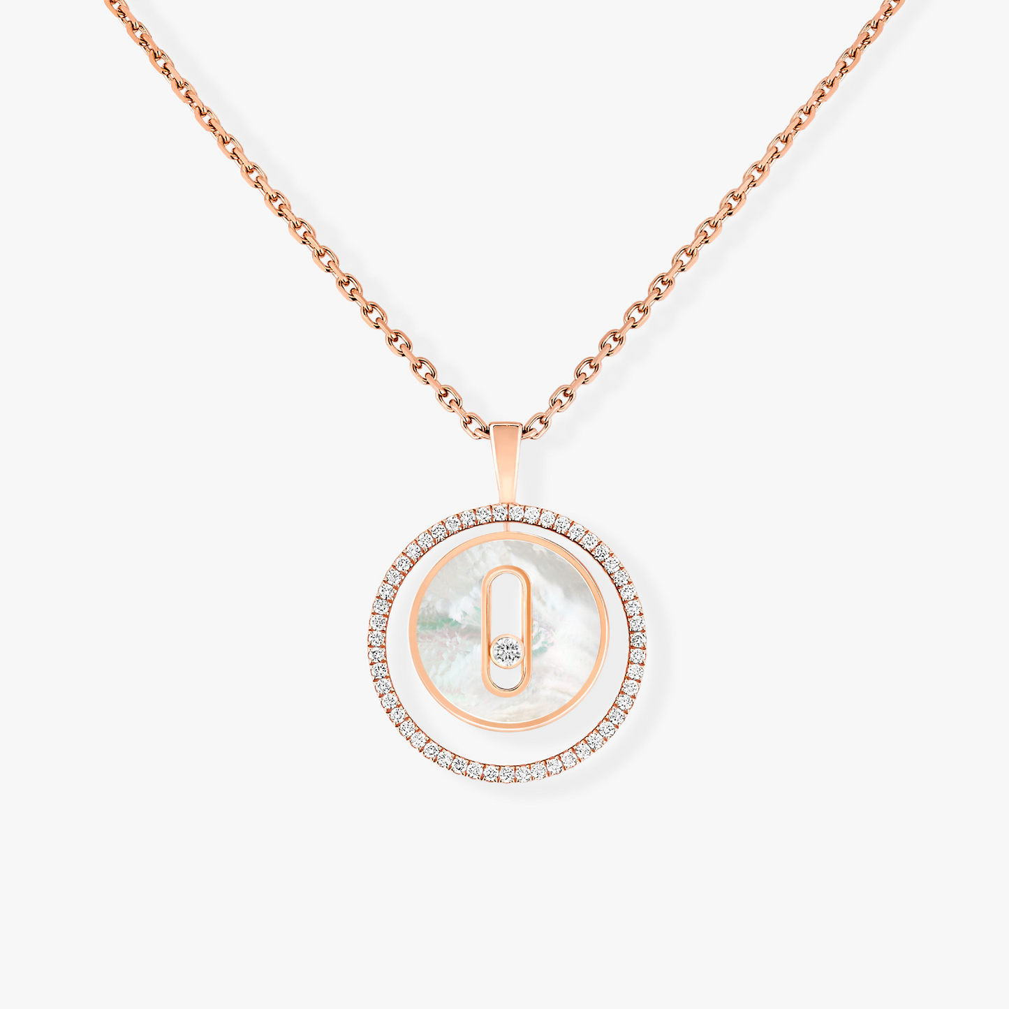 [ELAN LUXE]LUCKY MOVE 1 DIAMOND WHITE MOTHER OF PEARL PINK GOLD DIAMOND NECKLACE