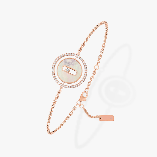 [ELAN LUXE]LUCKY MOVE WHITE MOTHER OF PEARL PINK GOLD DIAMOND BRACELET
