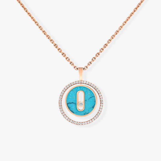 [ELAN LUXE]LUCKY MOVE 1 DIAMOND TURQUOISE PINK GOLD DIAMOND NECKLACE