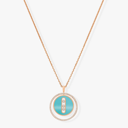 [ELAN LUXE]LUCKY MOVE 3 DIAMONDS TURQUOISE PINK GOLD DIAMOND NECKLACE