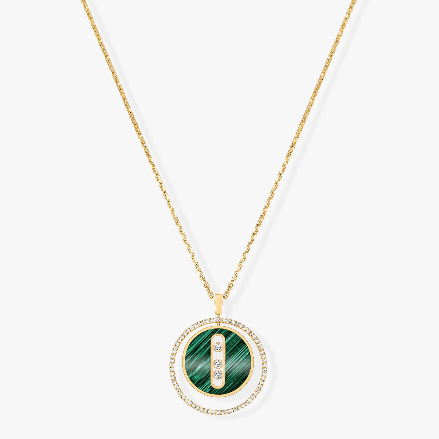[ELAN LUXE]LUCKY MOVE 3 DIAMOND MALACHITE GOLD DIAMOND NECKLACE