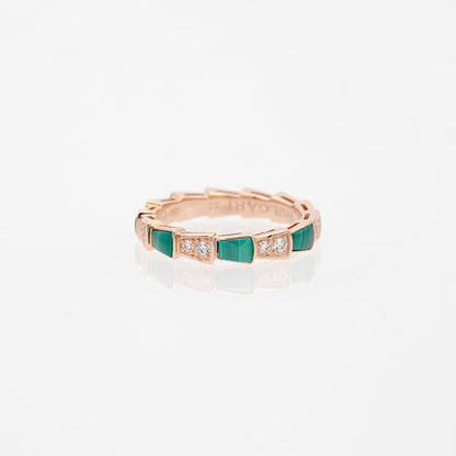 [ELAN LUXE]SERPENTI RING PINK GOLD MALACHITE DIAMOND 3MM