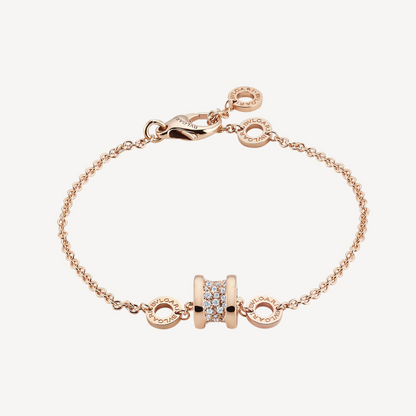 [ELAN LUXE]ZERO 1 SOFT PINK GOLD WITH PAVED DIAMONDS ON THE SPIRAL BRACELET