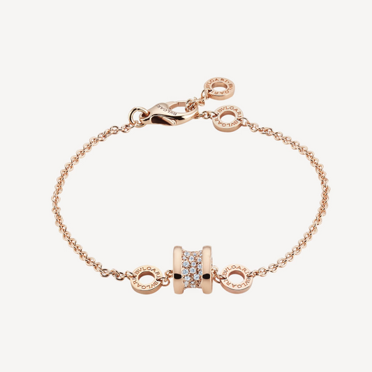 [ELAN LUXE]ZERO 1 SOFT PINK GOLD WITH PAVED DIAMONDS ON THE SPIRAL BRACELET