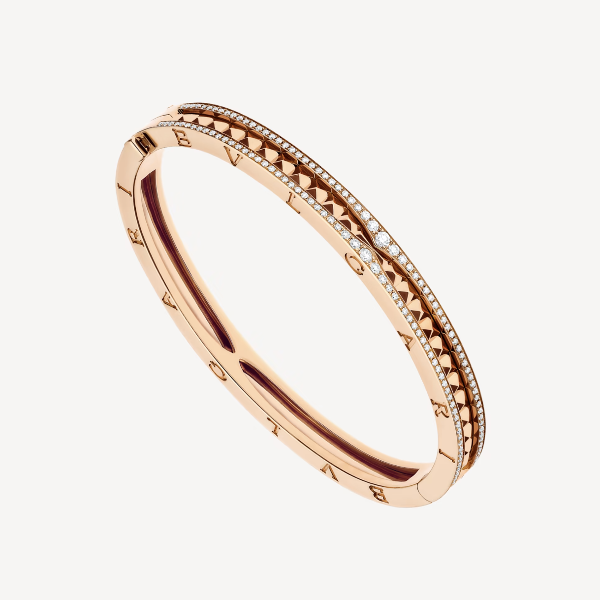[ELAN LUXE]ZERO 1 SPIRAL AND PAVED DIAMOND PINK GOLD BRACELET