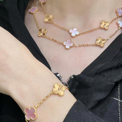 [ELAN LUXE]CLOVER 20 MOTIFS LASER PINK MOP NECKLACE