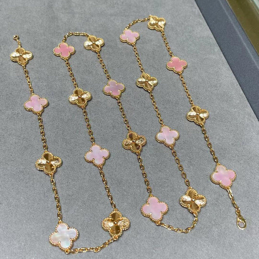 [ELAN LUXE]CLOVER 20 MOTIFS LASER PINK MOP NECKLACE