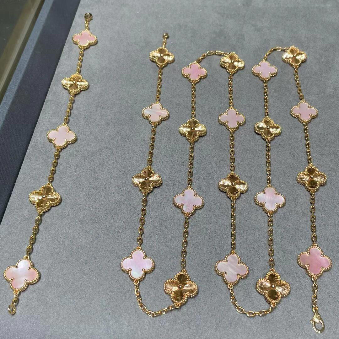 [ELAN LUXE]CLOVER 20 MOTIFS LASER PINK MOP NECKLACE