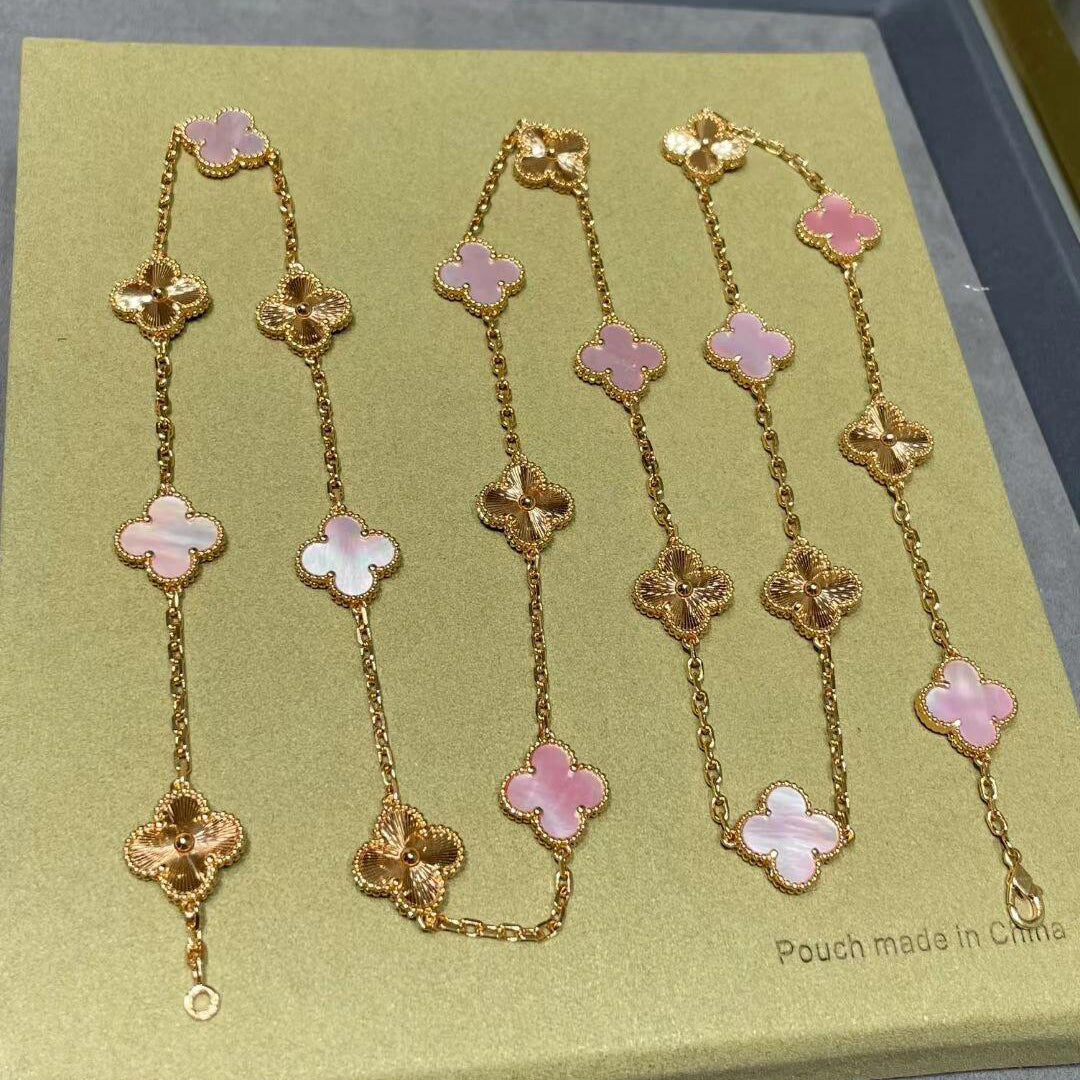 [ELAN LUXE]CLOVER 20 MOTIFS LASER PINK MOP NECKLACE