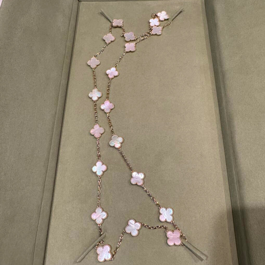 [ELAN LUXE]CLOVER 20 MOTIFS PINK MOP NECKLACE