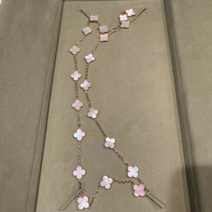 [ELAN LUXE]CLOVER 20 MOTIFS PINK MOP NECKLACE