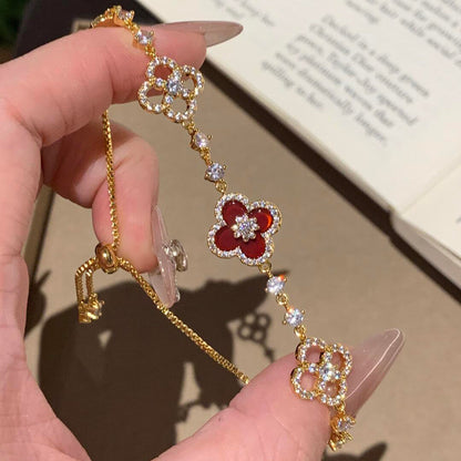 [ELAN LUXE]CLOVER 5 MOTIF PINK BLUE RED WHITE BRACELET
