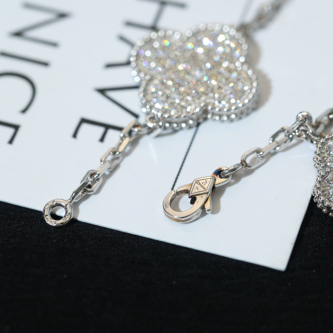 [ELAN LUXE]CLOVER BRACELET 5 MOTIF SILVER DIAMOND PAVED