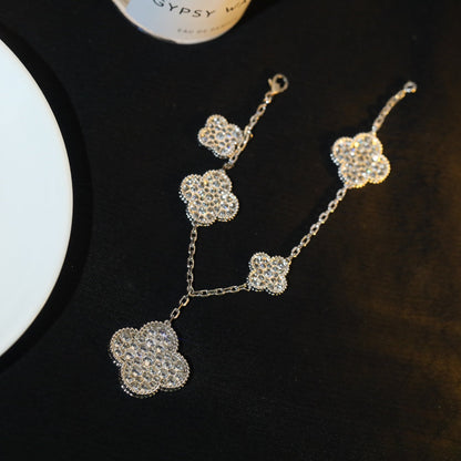 [ELAN LUXE]CLOVER BRACELET 5 MOTIF SILVER DIAMOND PAVED