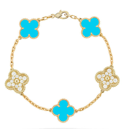 [ELAN LUXE] CLOVER 5 MOTIF TURQUOISE BRACELET COLLECTION