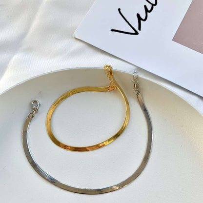 [ELAN LUXE]Flat Snake Bone Chain Blade Necklace