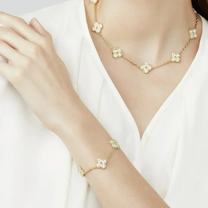 [ELAN LUXE]CLOVER 5 MOTIFS  FULL DIAMOND BRACELET