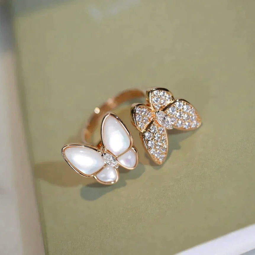[ELAN LUXE]TWIN BUTTERFLY DIAMOND MOP RING