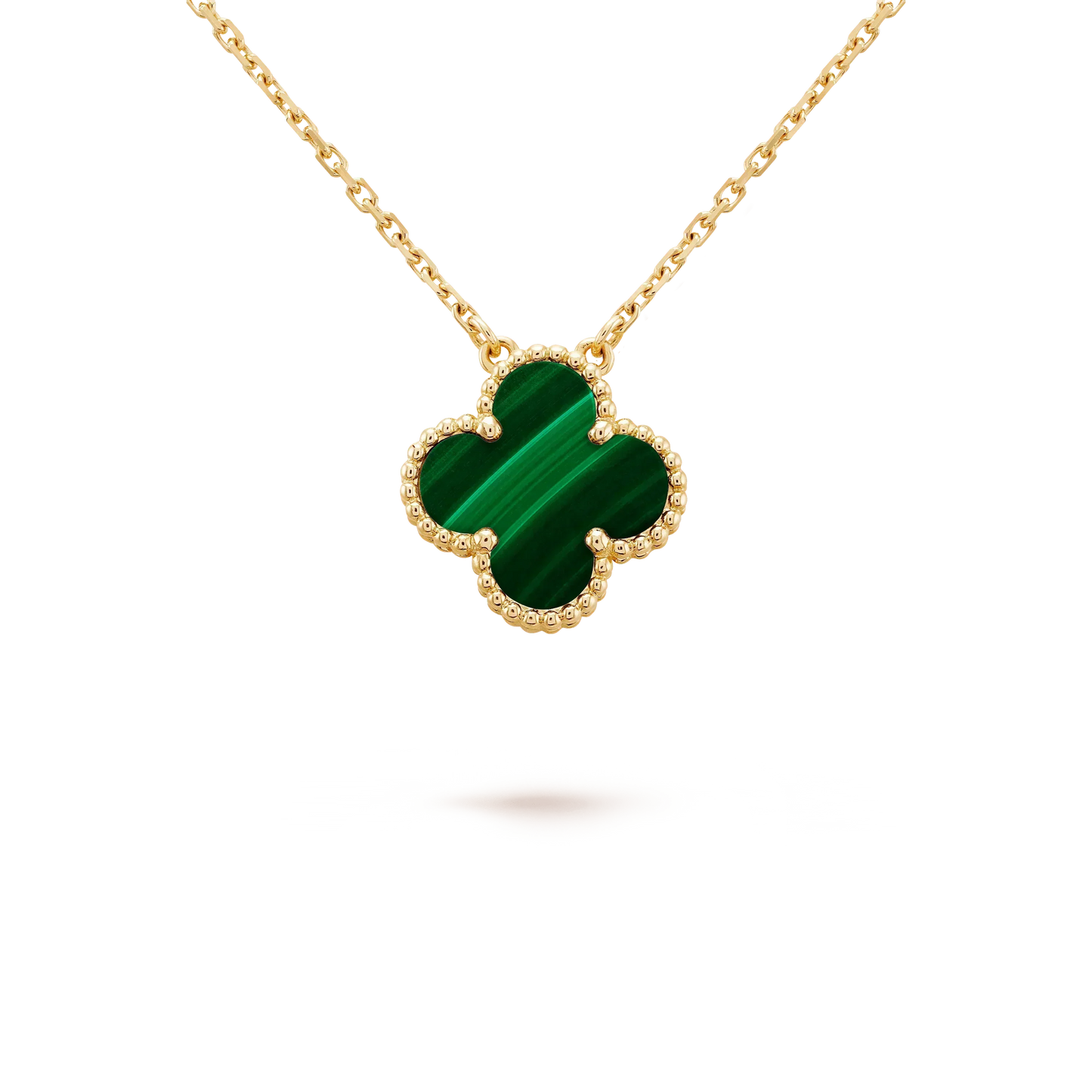 [ELAN LUXE]CLOVER 15MM MALACHITE SINGLE FLOWER  NECKLACE