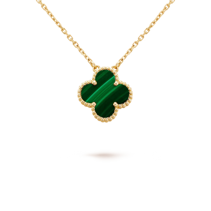 [ELAN LUXE]CLOVER 15MM MALACHITE SINGLE FLOWER  NECKLACE