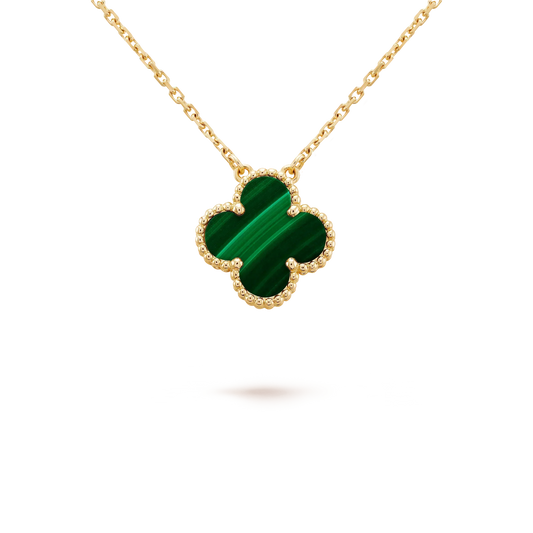 [ELAN LUXE]CLOVER 15MM MALACHITE SINGLE FLOWER  NECKLACE