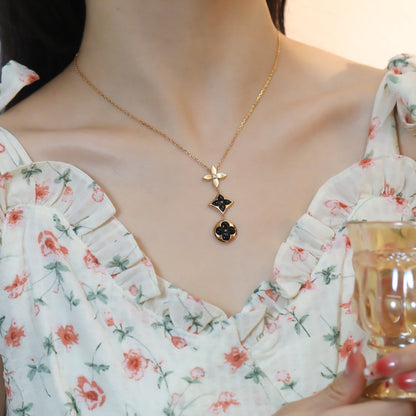 [ELAN LUXE]STAR AND SUN ONYX PINK GOLD NECKLACE