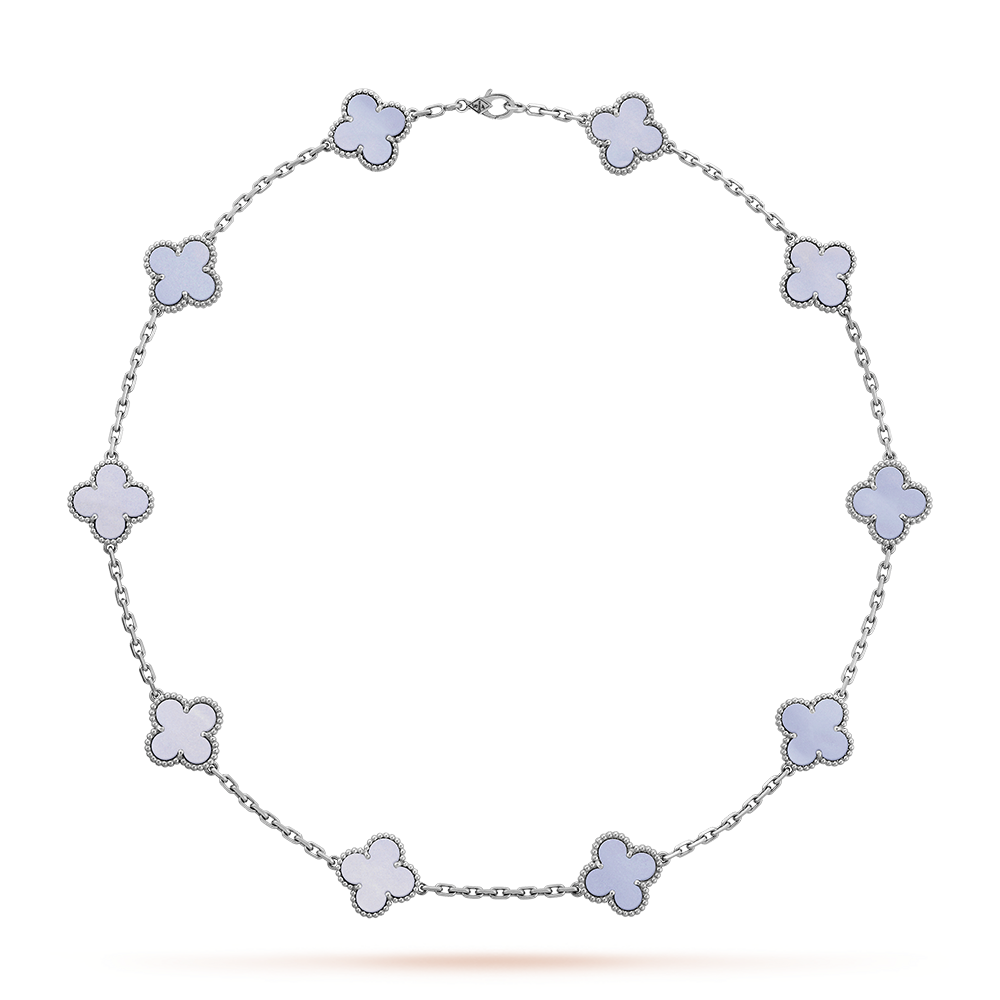[ELAN LUXE]CLOVER 10 MOTIFS BLUE CHALCEDONY NECKLACE