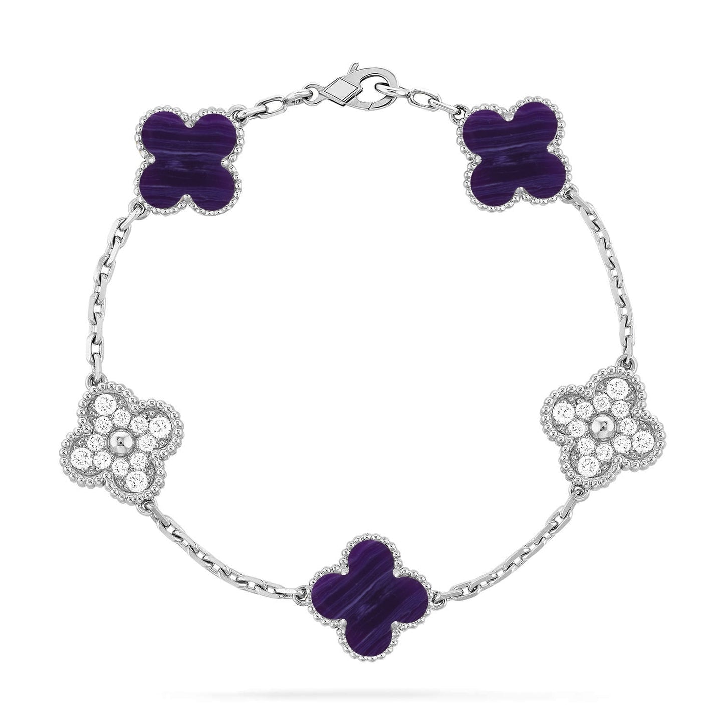 [ELAN LUXE]CLOVER 5 MOTIF PURPLE STRIPES BRACELET COLLECTION