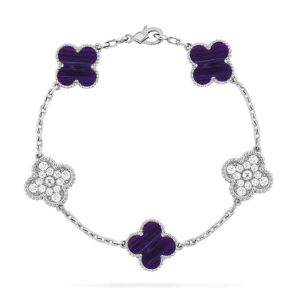 [ELAN LUXE]CLOVER 5 MOTIF PURPLE STRIPES BRACELET COLLECTION