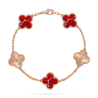 [ELAN LUXE]CLOVER 5 MOTIF RED PATTERN BRACELET COLLECTION