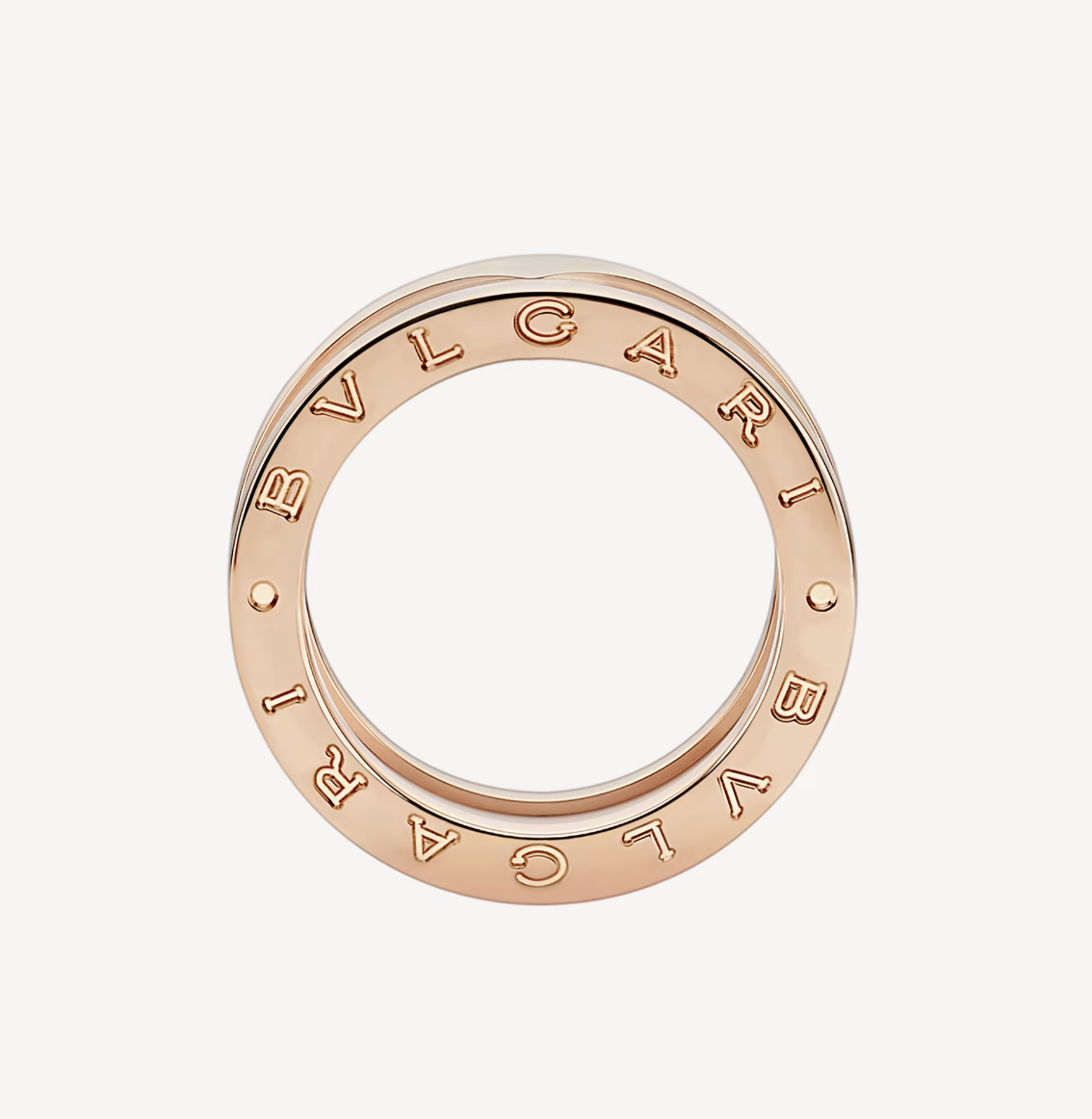 [ELAN LUXE]ZERO 1 TWO-BAND LOOPS AND WHITE CERAMIC SPIRAL PINK GOLD RING