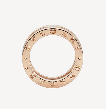 [ELAN LUXE]ZERO 1 TWO-BAND LOOPS AND WHITE CERAMIC SPIRAL PINK GOLD RING
