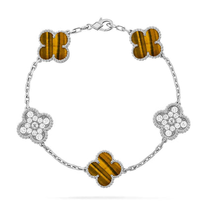 [ELAN LUXE] CLOVER 5 MOTIFS TIGER EYE BRACELET COLLECTION