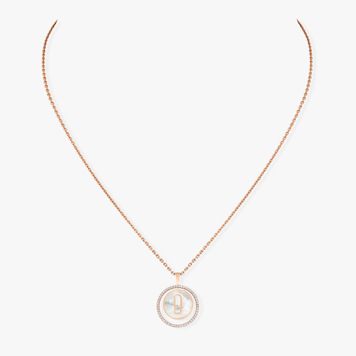 [ELAN LUXE]LUCKY MOVE 1 DIAMOND WHITE MOTHER OF PEARL PINK GOLD DIAMOND NECKLACE